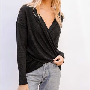 Jordyn Black Surplice Sweater 🖤